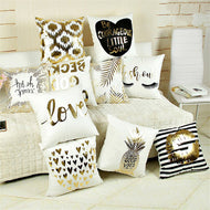 Sofa Super Soft Pillow Merry Christmas Pineapple Pattern Love Letters Bronzing White Black Modern Pillow Cushion